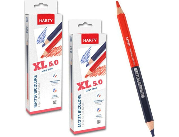 24x Matita Bicolore Rosso Blu Colorata 2 Colori Mina Maxi 5 mm Scuola Ufficio