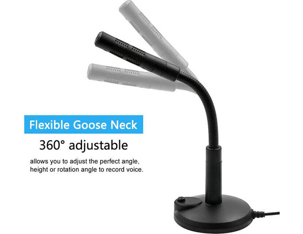 Microfono Flessibile Cablato Plug & Play 3,5mm da Tavolo Studio PC Conferenze...