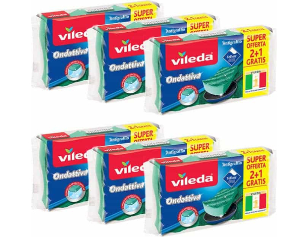 18 Spugna Vileda Ondattiva Milleusi da Cucina Antigraffio Bicchieri Padelle