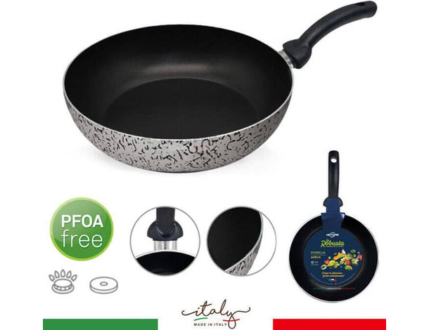 Padella Alta Antiaderente Vari Diametri Alluminio Made in Italy Manico...