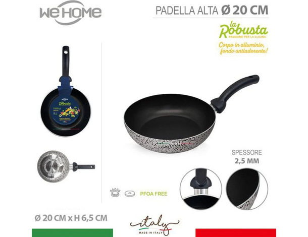 Padella Alta Antiaderente Vari Diametri Alluminio Made in Italy Manico... Padella Alta Antiaderente Vari Diametri Alluminio Made in Italy Manico...