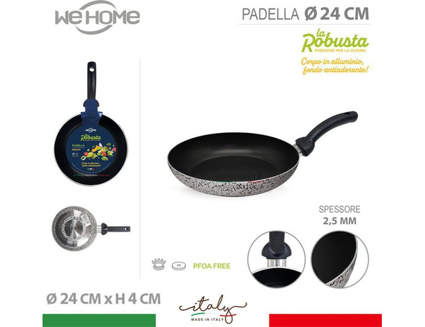 Padella Bassa Antiaderente Vari Diametri in Alluminio Made in italy Cucinare...