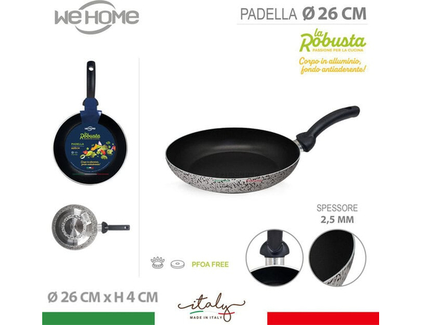 Padella Bassa Antiaderente Vari Diametri in Alluminio Made in italy Cucinare...