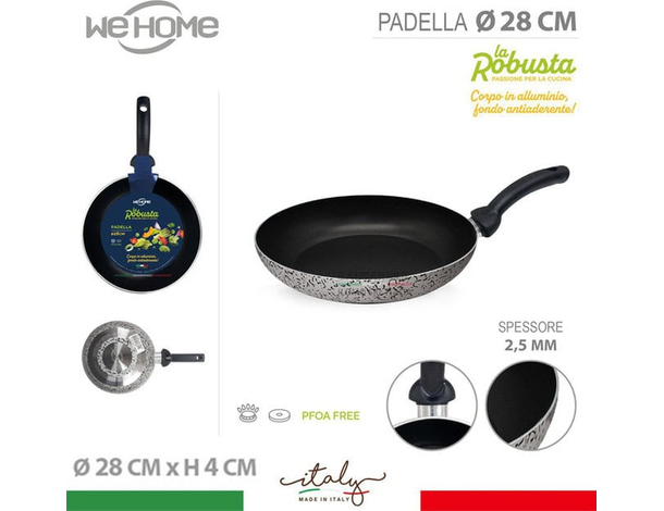 Padella Bassa Antiaderente Vari Diametri in Alluminio Made in italy Cucinare...