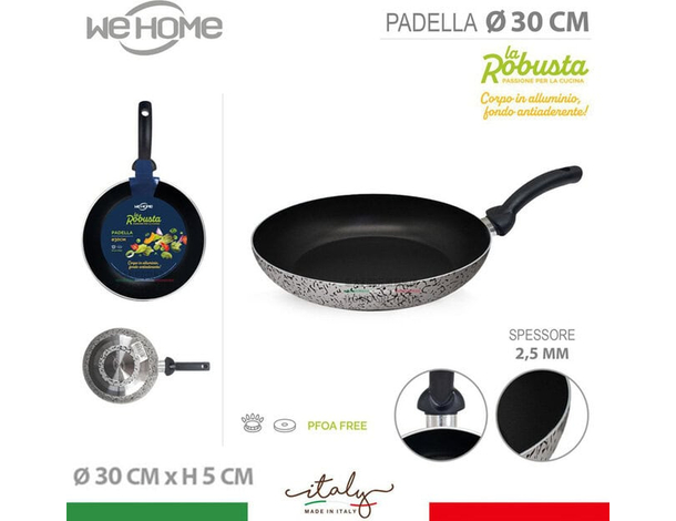 Padella Bassa Antiaderente Vari Diametri in Alluminio Made in italy Cucinare...