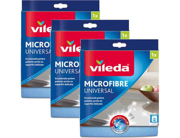3 Pezzi Panno Microfibre Plus Con Odor Stop Multiuso Universale Blu Pulizia