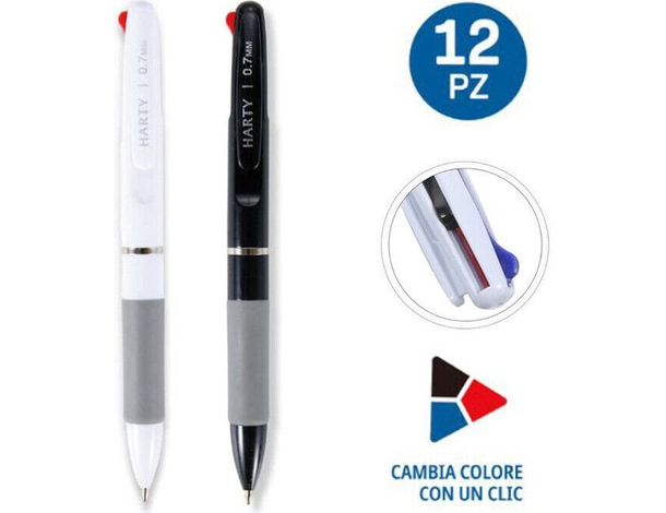 12 Pezzi Penna a Sfera 3 Colori Design a Molla Retrattile Plastica...
