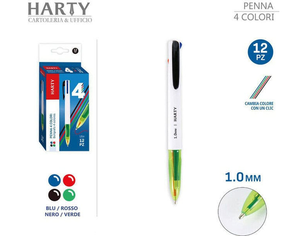 12 Pezzi Penna a Sfera 4 Colori Design a Molla Retrattile Plastica...