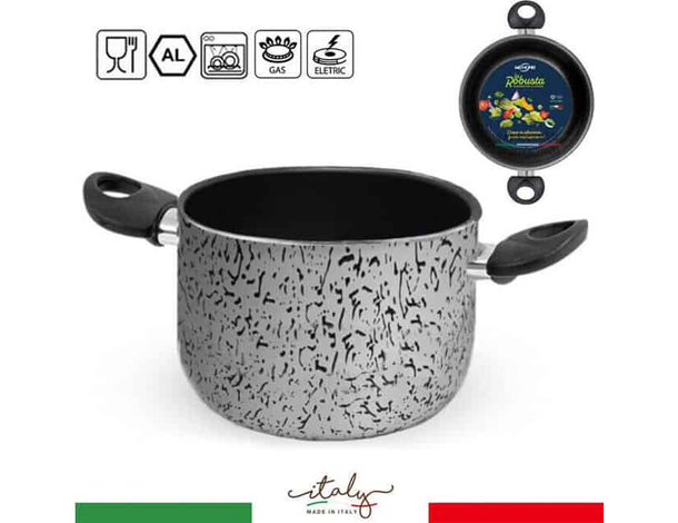 Pentola in Alluminio Antiaderente Tonda 22 cm Made in Italy Cucina Casseruola
