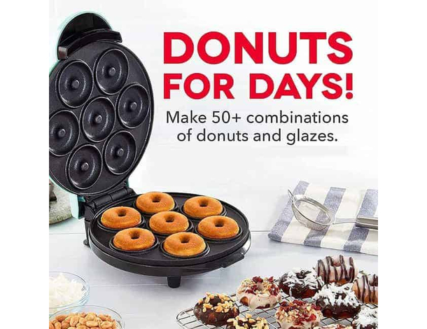 Piastra per Ciambelle 7 Mini Stampi Donuts Dolci Antiaderente Elettrica 700W...