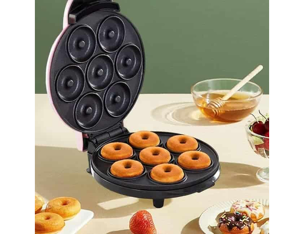 Piastra per Ciambelle 7 Mini Stampi Donuts Dolci Antiaderente Elettrica 700W...
