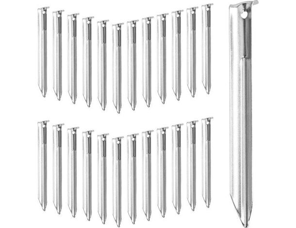 24 Pezzi Picchetto a V 23 cm per Tenda in Robusto Metallo Campeggio Picchetti
