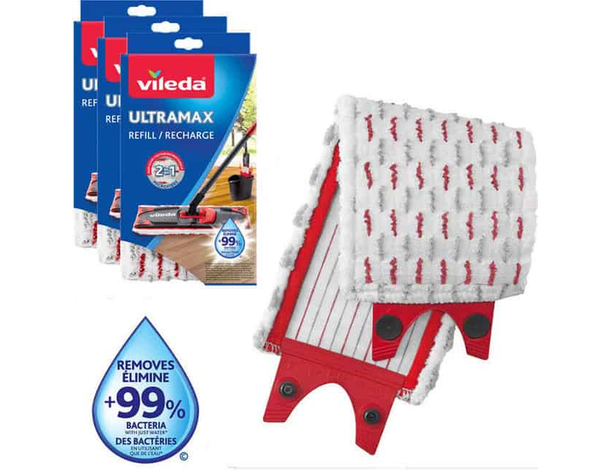 3 Pezzi Ricambi Vileda Revolution 2in1 Panno Ricambio per Mocio in Microfibra