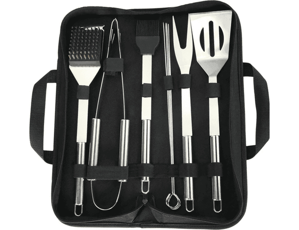 Kit Barbecue Set 10 Pezzi in Acciaio Inossidabile Griglia Esterno BBQ con Borsa