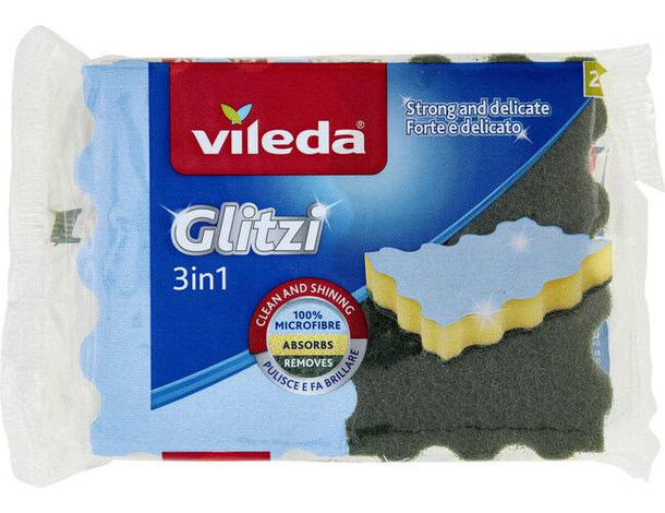 8 Pezzi Spugna da Cucina 3in1 Glitzi per Piatti Bicchieri Posate Stoviglie 4