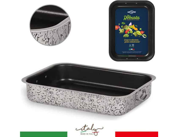 Teglia per Pizza Forno Rettangolare Antiaderente in Alluminio 30x21x6 cm Cucina