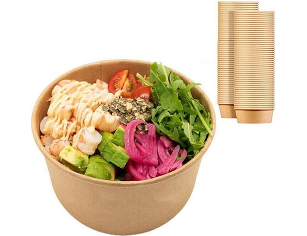 50 Insalatiere in Cartoncino Kraft Contenitore di Carta 500 cc Ciotole Poke