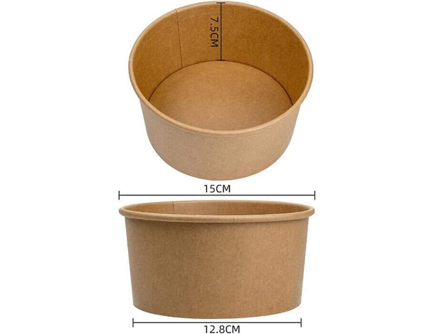 50 Insalatiere in Cartoncino Kraft Contenitore di Carta 500 cc Ciotole Poke...