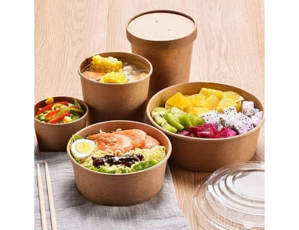 50 Insalatiere in Cartoncino Kraft Contenitore di Carta 500 cc Ciotole Poke...