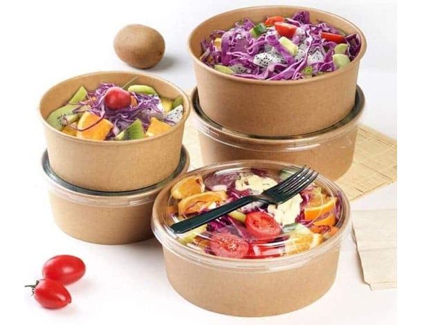 50 Insalatiere in Cartoncino Kraft Contenitore di Carta 500 cc Ciotole Poke...