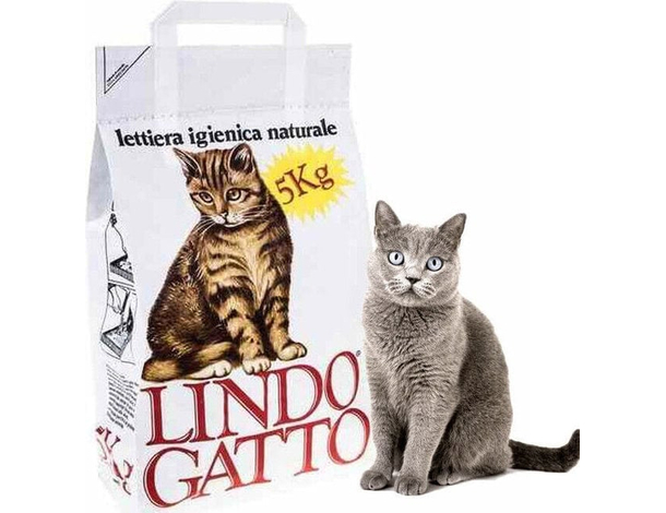Lettiera per Gatti Agglomerante Assorbente Clumping Bentonite Lindo Gatto 5Kg