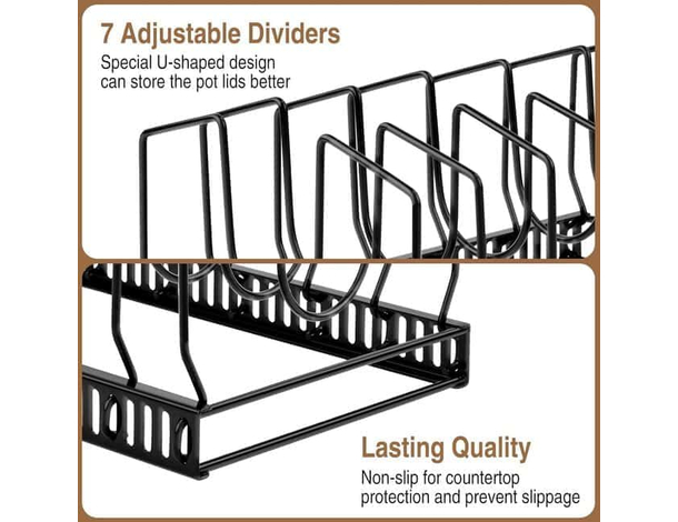 Stand Porta Coperchi Piatti Padelle Da Cucina In Metallo 29x18,5x12,5 cm Nero...
