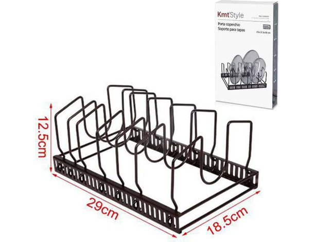 Stand Porta Coperchi Piatti Padelle Da Cucina In Metallo 29x18,5x12,5 cm Nero...