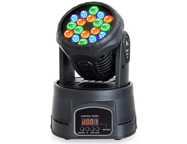 Proiettore LED RGB Testa Rotante 360 Luci Colorate Disco Mobile Motore Faro DMX