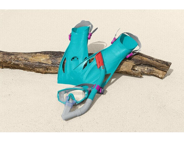 Set Maschera + Boccaglio + Pinne 41/46 da Sub Snorkeling Immersione Nuoto 8