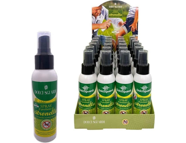 24 pz Acqua Profumata Spray Alla Citronella Anti Zanzare 100ml Made in Italy