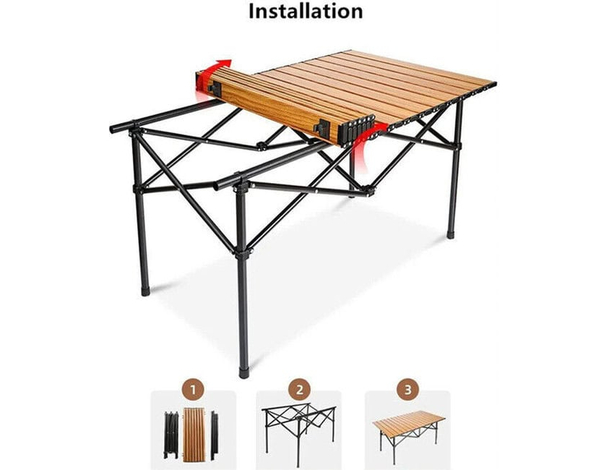 Tavolo Da Campeggio Picnic Richiudibile in Legno 93x55x55 cm con Custodia 2
