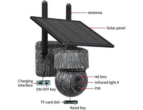 Telecamera Solare 1080P HD WIFI Telecamera PTZ Videosorveglianza Sicurezza...