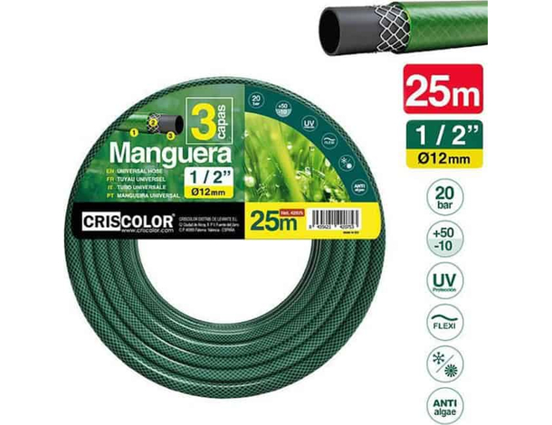 Tubo 1/2 Pollici Acqua Irrigazione Giardino a 3 Strati 10-20-25mt PVC...