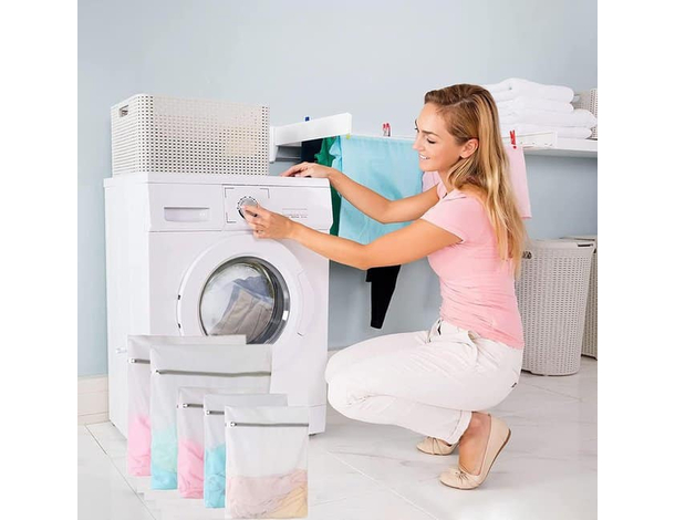 12x sacchetto retina per Lavaggio sacco cestello lavatrice biancheria bucato...