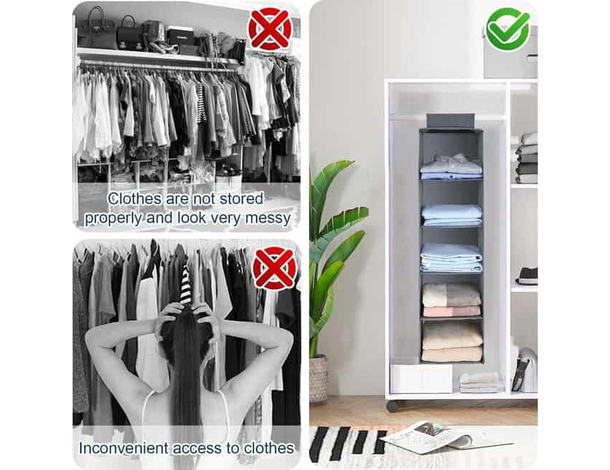 Organizer Armadio Portatutto Pensile 2PZ Tessuto Scarpe Borse 5 Piani...