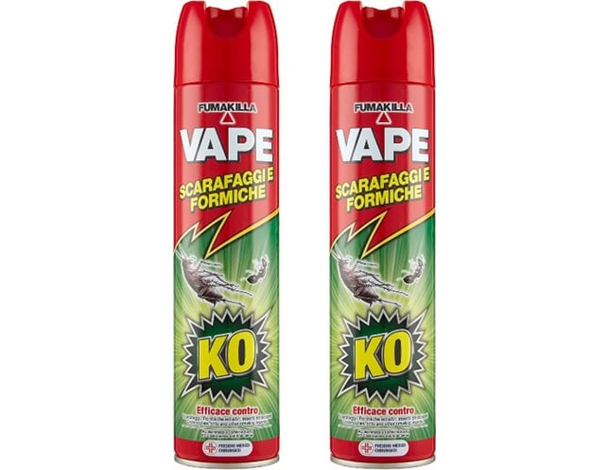 Spray Insetticida multinsetto Vape 400 ml 2 PEZZI per Formiche e Scarafaggi