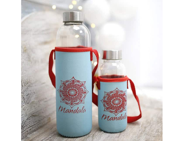 Bottiglia Borraccia in Vetro 750ml senza BPA Tappo palestra sport per acqua...