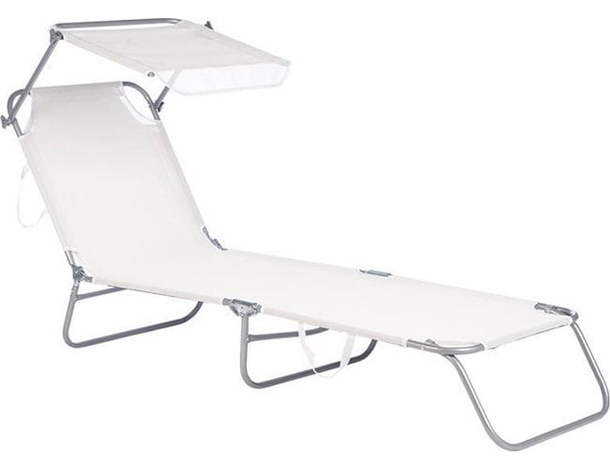 Lettino Prendisole Pieghevole Mare Spiaggia Sdraio Tettuccio Parasole 188x55x24