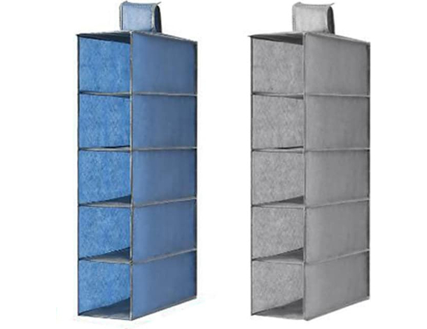 Organizer Armadio in Tessuto 2PZ Portatutto Organizzatore Pensile 5 Scomparti...
