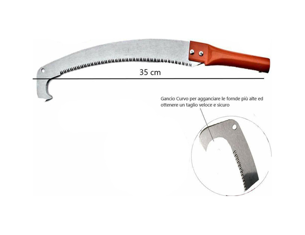 Seghetto per asta segaccio svettatoio potatore sega ascia ronca roncola 35cm...