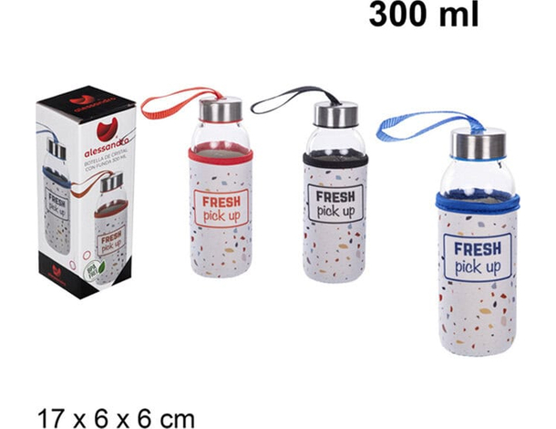 2x Bottiglia Borraccia in Vetro 300ml senza BPA Tappo palestra acqua sport 4