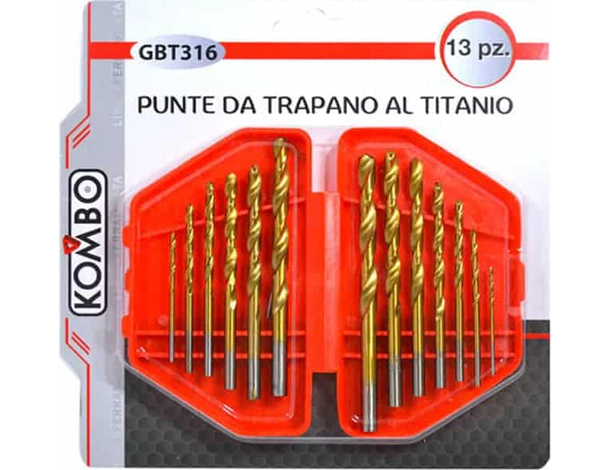Set da 13 punte per trapano HSS rivestimento in titanio ferro da 1,5mm a 6,5mm