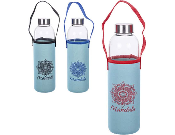 Bottiglia Borraccia in Vetro 750ml senza BPA Tappo palestra sport per acqua