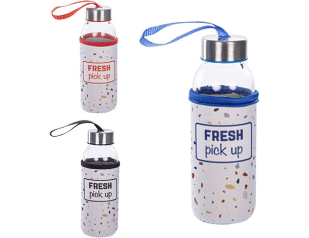 2x Bottiglia Borraccia in Vetro 300ml senza BPA Tappo palestra acqua sport