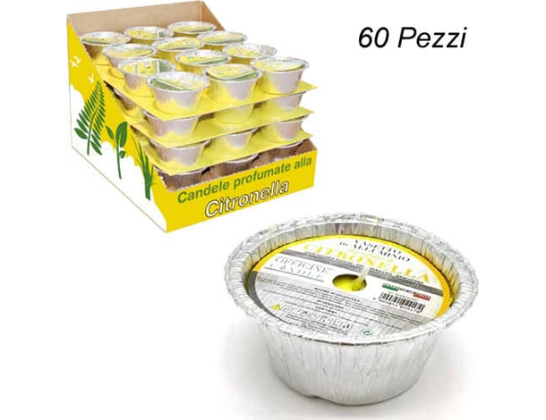 Set 60 Pezzi Candela In Vasetto Di Alluminio Profumo Citronella Anti Zanzare