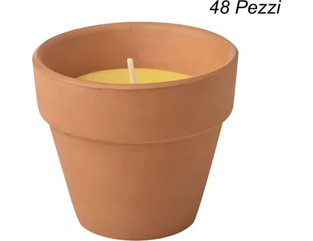 Set 48 Pezzi Candela Citronella In Vasetto Di Terracotta Anti Zanzare 7x6 cm