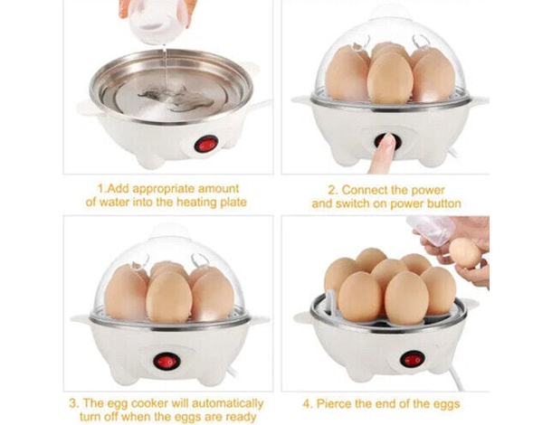 Cuociuova Elettrico Cuoci Uova Cucina Fino a 7 Uova Bollitore 350W 15x14 cm...
