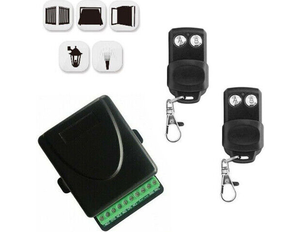 Kit Ricevitore 2 Telecomandi Universale 433MHz Apertura Cancello Automatica