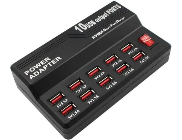 Stazione di Ricarica 10 Porte USB a Presa Veloce per Smartphone Tablet