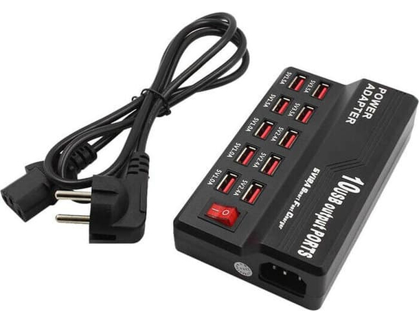 Stazione di Ricarica 10 Porte USB a Presa Veloce per Smartphone Tablet 2